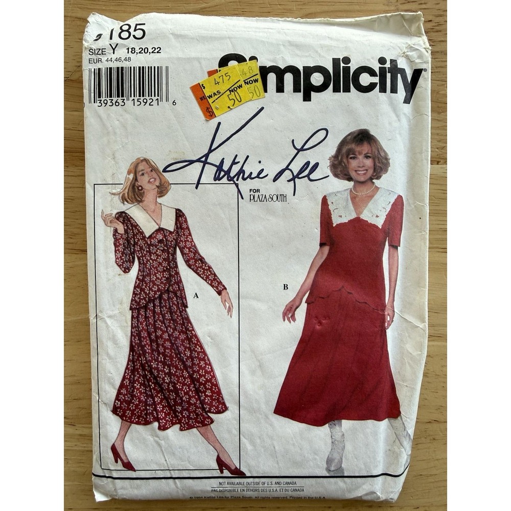 Simplicity Kathie Lee For‎ Plaza South Pattern 9185 Misses' 2-piece Dress 18-22